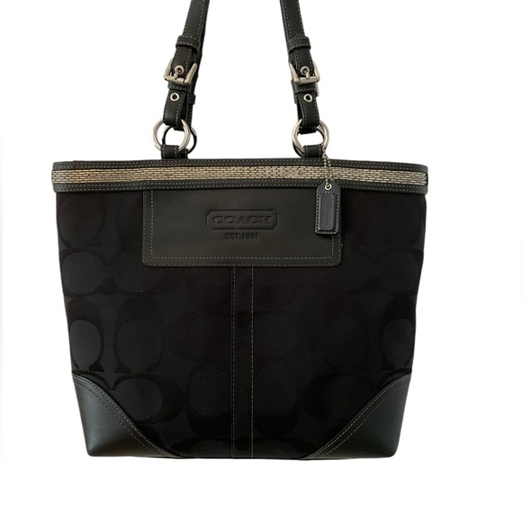 COACH GALLERY Women’s Bag Signature Beaded Tote/Shoulder Vintage Rare - Picture 1 of 14